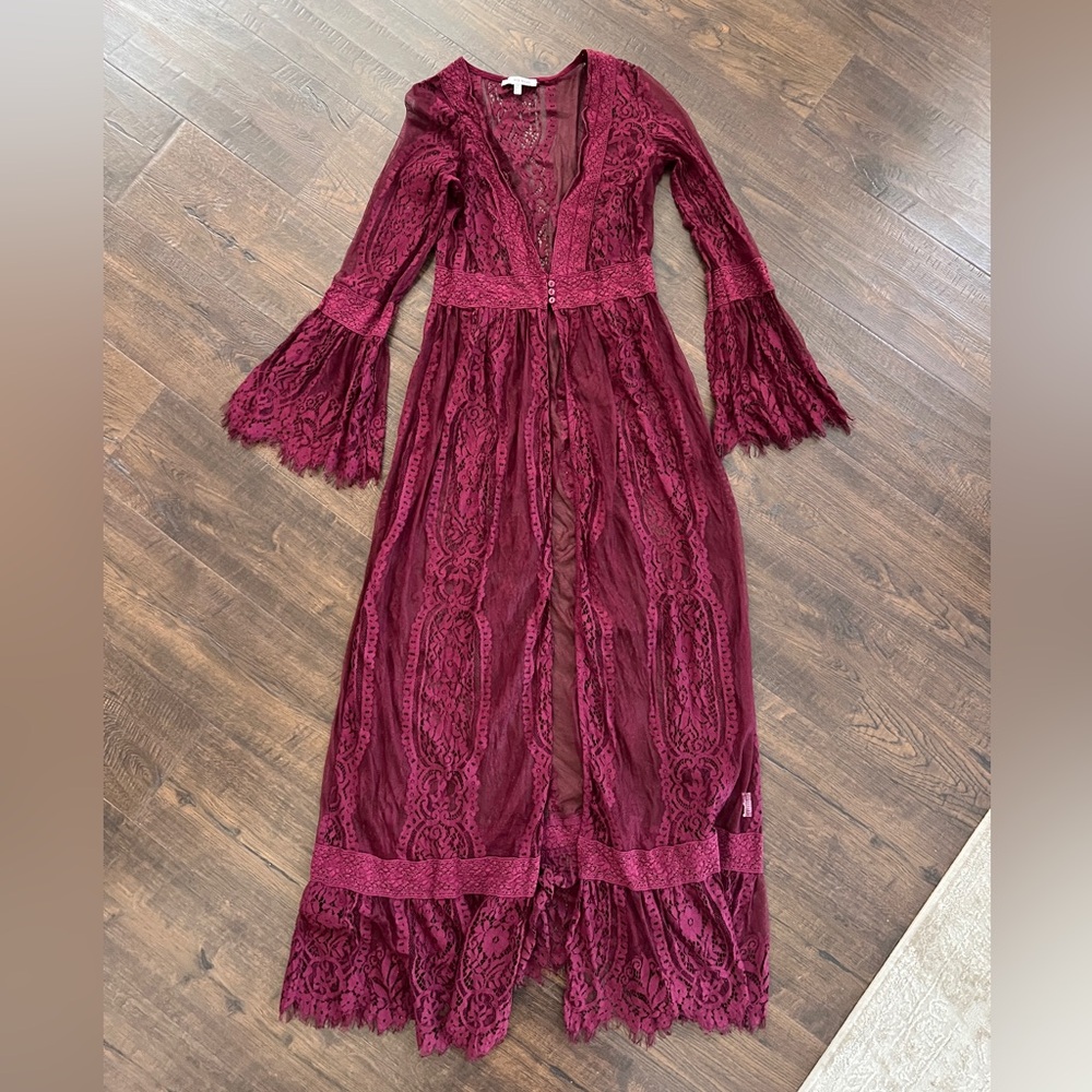 Boho Coachella festival lace cardigan coverup